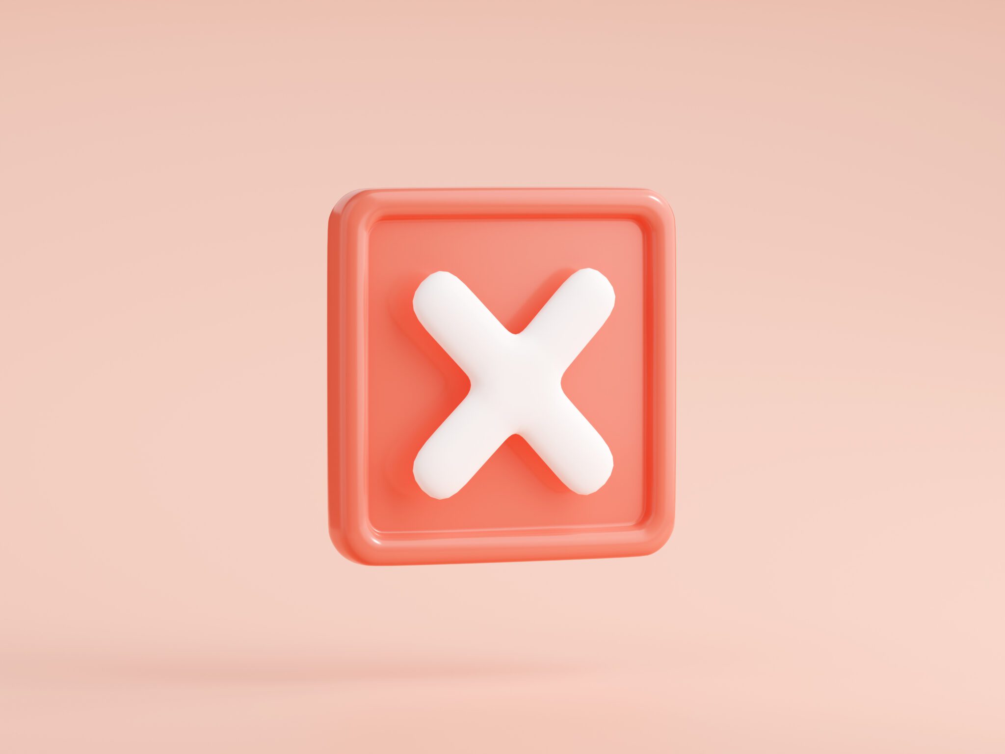 3d Render Cross Mark Isolated Icon, Error X Symbol