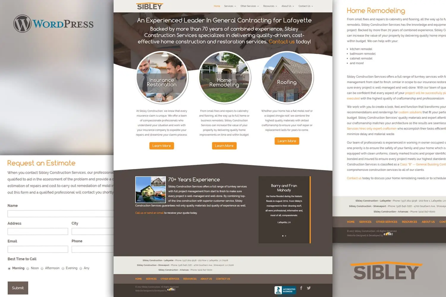 Sibley Construction Mockups