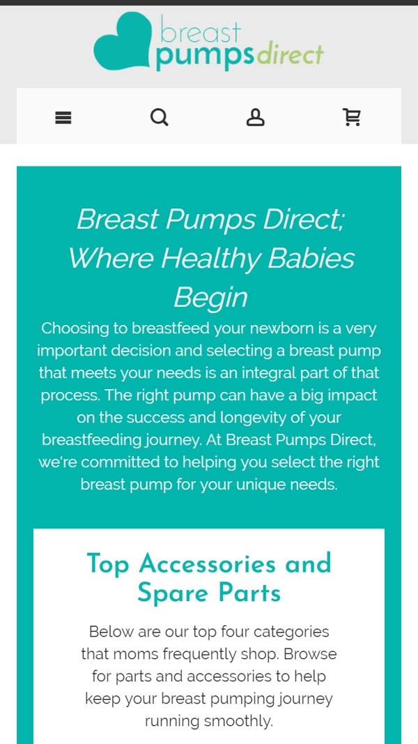 Breast Pumps Direct phone mockup