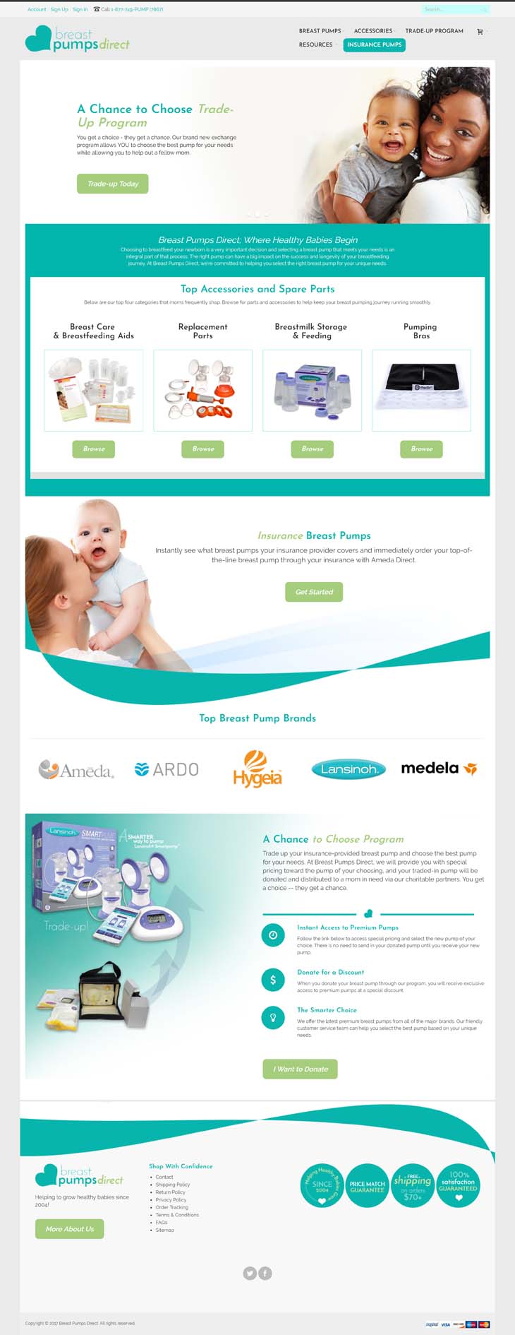 Breast Pumps Direct home page design