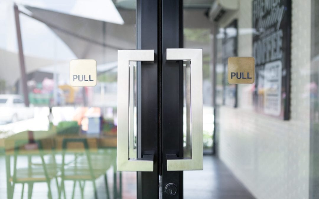 Doors labeled push and pull