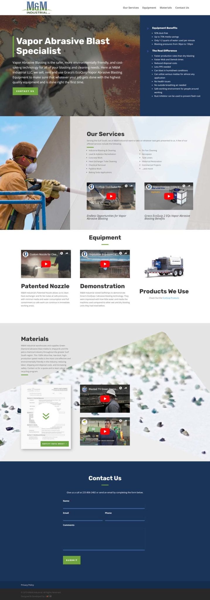 M&M Industrial desktop design
