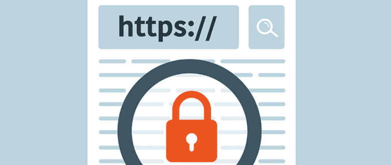 Vector-Illustration-Of-Secure-Website-With-https://-URL-Name-and-orange-padlock-against-blue-background