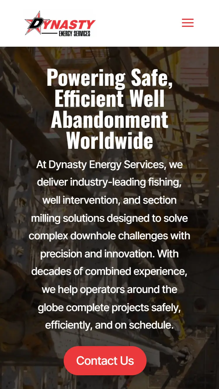 Dynasty Energy Services Mobile Mockup