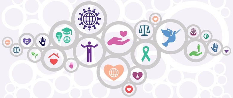 Illustration of nonprofit website symbols