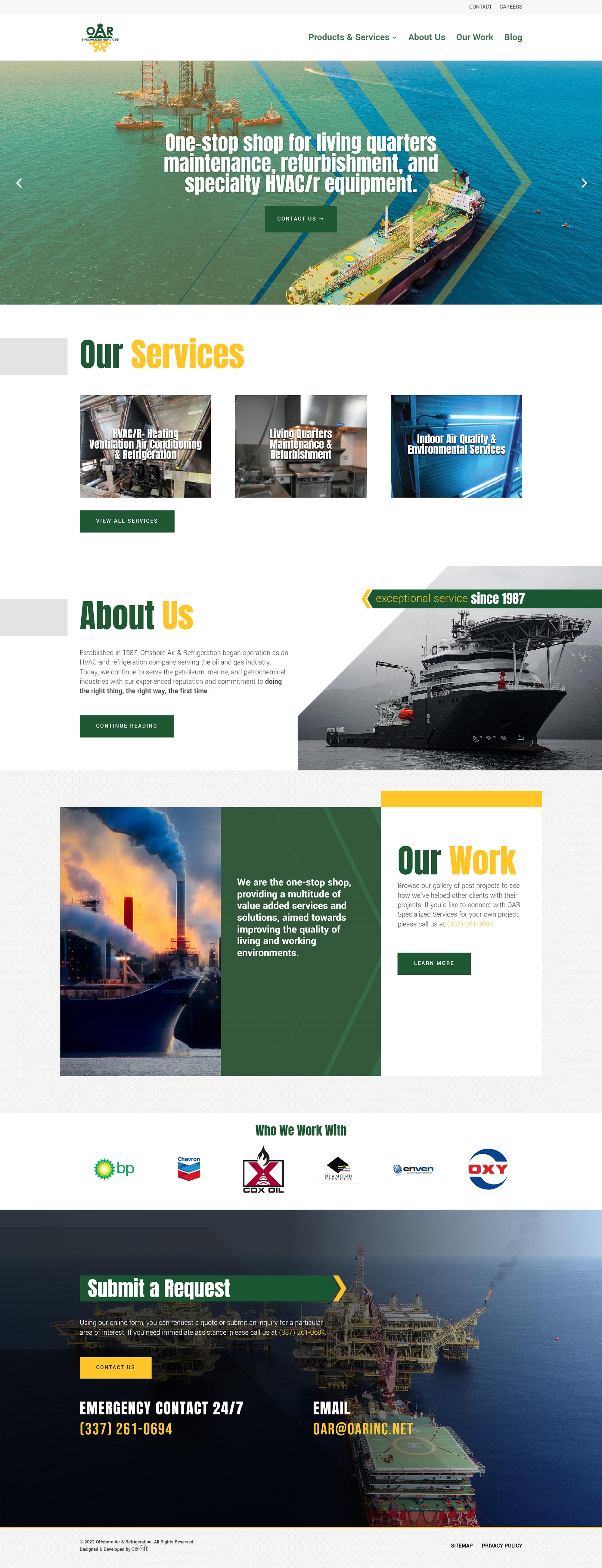 OAR oil and gas website desktop design