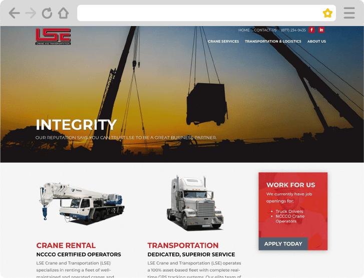 Lse Crane Website A Transportation Website Design Project By Comit Developers