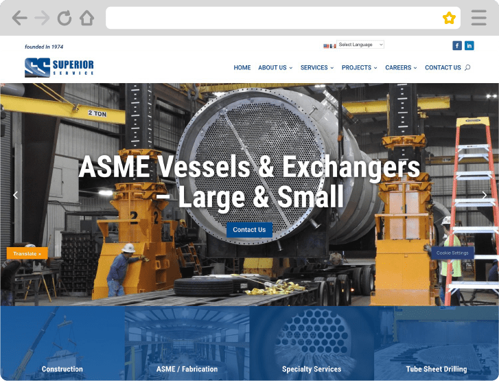 Superior Service Website An Equipment Website Design Project By Comit Developers